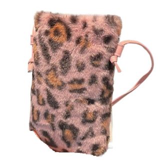 Generic Womens Plush Bags Plush Bag Underarm Shoulder Fashion Portable Western Style Leopard Print Womens Stuffed(Pink)