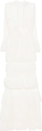 Saiid Kobeisy Abito lungo con ruches - Bianco