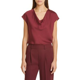 Vince Cowl Neck Cap Sleeve Silk Blend Blouse in Plum Wine at Nordstrom Rack, Size Medium