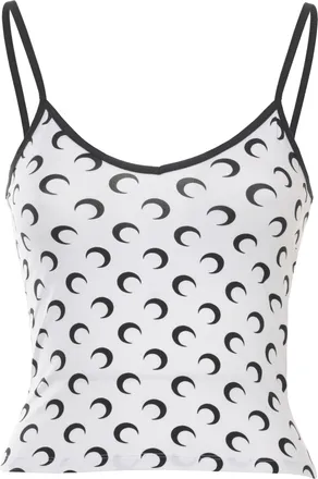 Marine Serre White Moon Logo V-Neck Tank Top