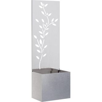 vidaXL Macetero De Jard&iacute;n Con Panel Decorativo Plata 50 X 140 Cm Vidaxl