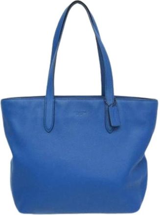 Coach Pre-owned Tote Bags, female, Blue, Size: ONE SIZE Pre-owned Leather Tote Bag