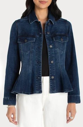 Liverpool L.A. Fit & Flare Denim Trucker Jacket in Delacey at Nordstrom, Size X-Small P