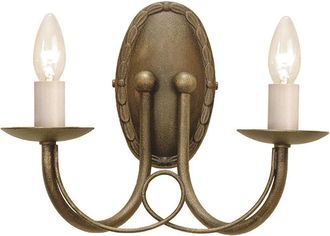 Netlighting Minster 2 Light Indoor Candle Wall Light Black Gold E14