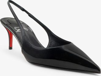 Christian Louboutin Womens Slingback Pumps Miss Z Black Patent Leather High Heel Shoes