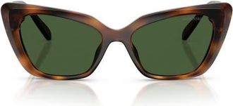 Swarovski 54mm Cat Eye Sunglasses in Havana /Dark Green at Nordstrom