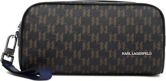 Karl Lagerfeld K Monogram Kanvas Wash Bag - Dames - Toilettassen - Veelkleurig - ONE Size - Polyester - Tassen