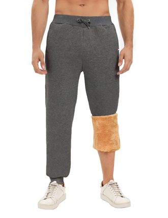 Heekpek Mens Fleece Joggers with Pocket Sherpa Fleece Lined Trousers Sweatpant Winter Warm Thermal Joggers Jogging Bottoms with Drawstring, Dark Grey, Size M