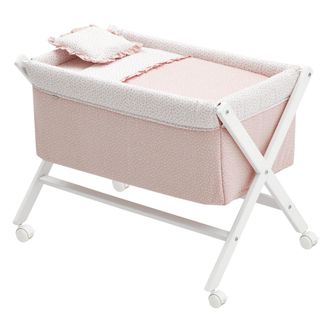 Cambrass Minicuna Tijera Madera beb&eacute; con vestidura algod&oacute;n Rosa 55x87x74 cm