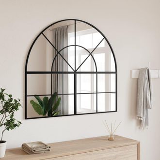 Berkfield Home Wall Mirror Black 100x90 cm Arch Iron