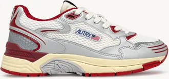 Autry SNEAKERS HYPERWAY IN PELLE SINTETICA E MESH BIANCO ARGENTO E ROSSO