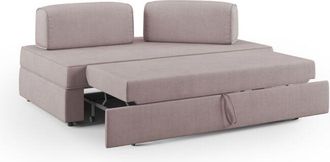 Divani.Store Liberty Sof&aacute; Con Puff Extra&iacute;ble Y Respaldo Desmontable En Tela Impermeable 200 Cm Rosa