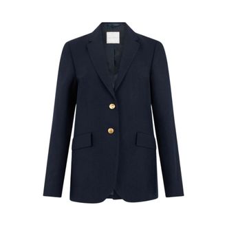 Brooks Brothers Hopsack Virgin Wool Blazer met Goudkleurige Knopen - Dames - Blazers - Blauw - 3XS - Wol - Jassen