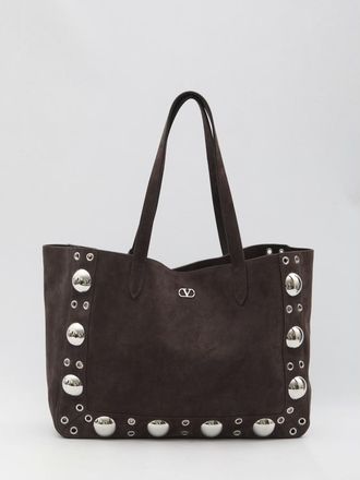 Valentino Garavani Brown Suede Nellcote Shopping Bag