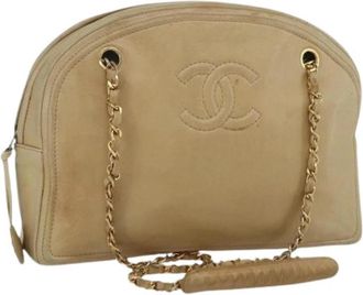 Chanel Pre-owned leren schoudertas - Dames - Vintage Schoudertas - Beige - ONE Size - Leer - Vintage