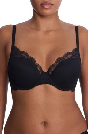 Natori Elusive Lace Plunge T-Shirt Bra in Black at Nordstrom, Size 32D