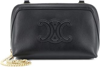 Celine Cuir Triomphe Zip Around Chain Clutch Leather crossbody bag - Zwart