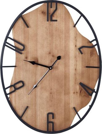 Beliani Beliani - Wall Clock Classic Iron Frame 46 x 60 cm Oval Shape Home Accessories Painted Finish Light Wood and Black Meynes