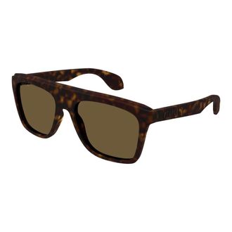 Gucci Vierkante zonnebril met platte bovenkant - Heren - Accessoires - Bruin - Maat: 53 MM Nylon
