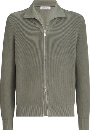Brunello Cucinelli Half English Rib knit cardigan in Military at Nordstrom, Size 54 It