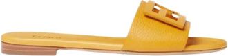 Fendi Slide Vitello Bottal - Dames - Sandalen - Geel - 37 EU - Schoenen