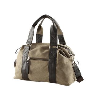 Generic Compatible For Vintage Canvas Leather Men Travel Bags Carry On Luggage Bag Duffel Handbag Tote Large Weekend(C-Khaki-22L)