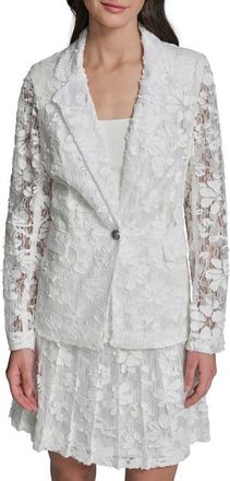 Karl Lagerfeld All Over Lace Blazer in Soft White at Nordstrom, Size 12