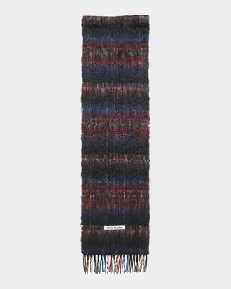 Acne Studios Vibol Plaid Mohair-Wool-Blend Fringe Scarf