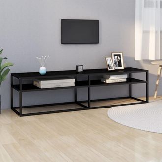 vidaXL Mueble Para Tv Vidrio Templado Negro 160x40x40,5 Cm Vidaxl