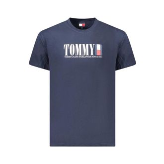 Tommy Hilfiger Katoenen T-shirt met ronde hals - Heren - Tops - Blauw - Maat: M Katoen