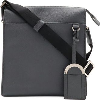 Bulgari Gray Leather Messenger Bag Shoulder Bag (Pre-Owned)