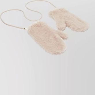 Max Mara faux fur texture gloves detachable strap