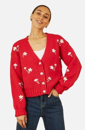 Yumi Hand Embroidered Chunky Knitted Cardigan at Nordstrom, Size Medium