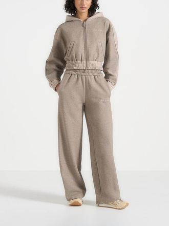 Mani&egrave;re De Voir Rayna Two-Tone Relaxed Zip Through Hoodie in Beige at Nordstrom, Size 10