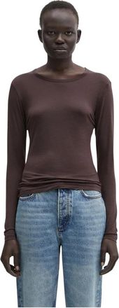 Anine Bing Sylvie Tee - Dames - Longsleeves - Bruin - L - Wol - Tops