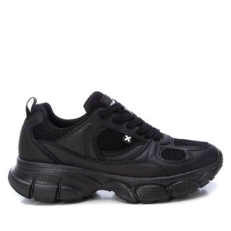 Xti Womens Lace Closure Sneakers In Black