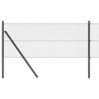 Berkfield Home Welded Wire Fence with 13 Posts Grey 0.6x50 m Steel