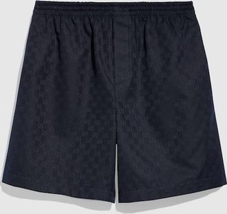 Gucci GG Cotton Canvas Shorts, Size 44, Blue