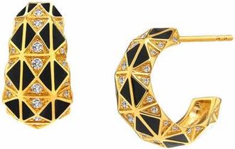 Syna Enamel Hoops in Black Enamel at Nordstrom, Size Small