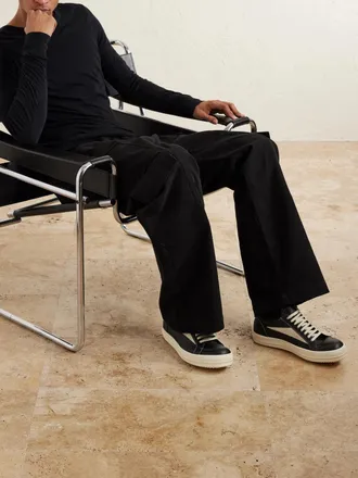 Rick Owens Suede-Trimmed Leather Sneakers