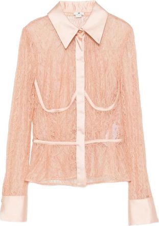 Elisabetta Franchi Lace-panelled Satin-trim Shirt