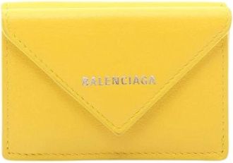 Balenciaga Pre-owned Paper Mini Portemonnee Drievoudige Portemonnee - Dames - Vintage Accessoires - Geel - ONE Size - Leer - Vintage