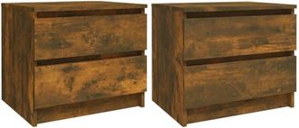 vidaXL Vidaxl - Mesita de noche 2 uds contrachapado roble ahumado 50x39x43,5 cm