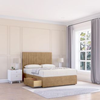 Sloomy Manhattan Dumfries Bed Set With 2 Drawers, Mattress & 54 Headboard in Light Beige | Size: Single