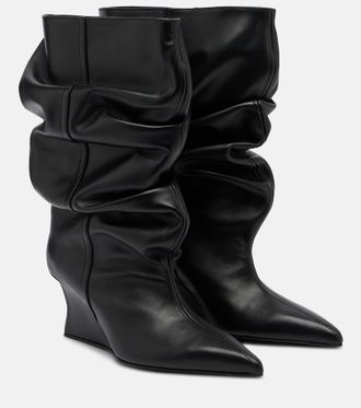 Balmain Leather wedge boots