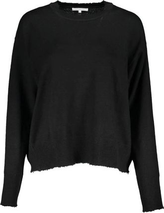 Patrizia Pepe Contrast Logo Trui met Ronde Hals - Dames - Ronde hals truien - Zwart - XS - Truien & Vesten