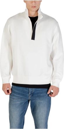 A|X Armani Exchange Sweatshirt met halve rits - Heren - Sweatshirts - Beige - M - Katoen - Hoodies & sweatvesten