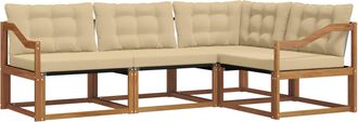 vidaXL Conjunto De Sof&aacute;s De Exterior 4 Uds. Natural Y Beige Vidaxl