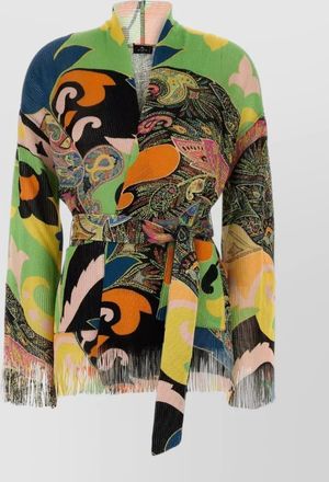 Etro printed viscose cardigan belted waist design