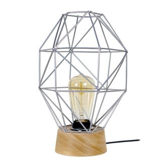 Tosel L&aacute;mpara de mesamadera Alt.32cm natural Pantalla: aluminio